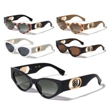 KLEO Cat Eye Sunglasses Retro Style Shades Plastic Frames Dark  Brown Lenses.