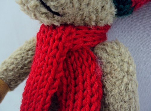 Christmas Bear Plush Toy 9 inch Plush Bear Brand New~Brown With Knit Cap & Scarf - Picture 4 of 8
