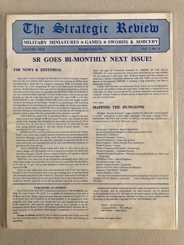 TSR The Strategic Review Magazine #4 Illusionists Castle and Crusade Panzer 1975 - Picture 1 of 5