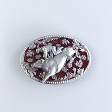 Vintage Enamel Western Cowboy Rodeo Belt Buckle Gurtelschnall Boucle de Ceinture