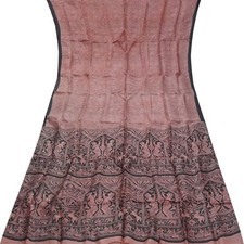 Namaste Vintage Pink Sarees 100 Pure Silk Printed Indian Sari 5YD Craft Fabric