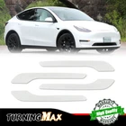 4x Glossy White Vinyl Door Handle Cover Sticker Decals For Tesla Model 3 Y 17-23