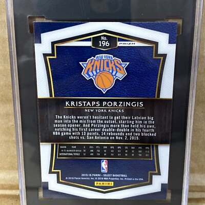その他 NBA Kristaps Porzingis Select RC Prizm その他 NBA Kristaps Porzingis Select RC Prizm 2015-16 Panini