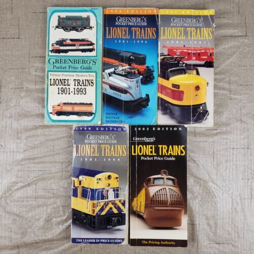Lot of (5) Greenbergs Pocket Price Guide Lionel Trains 1993 1994 1997 1999 2002