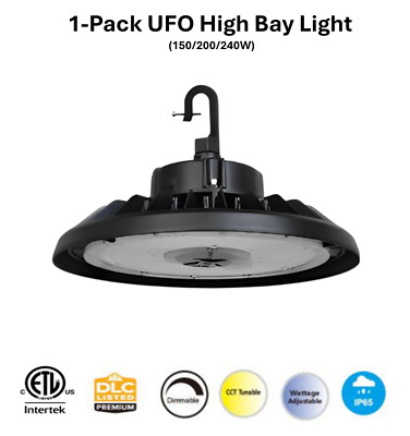 1 Pack LED UFO High Bay 150/200/240 WATT 3000k/4000k/5000K Adjustable warehouse