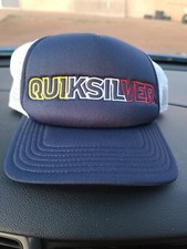 Rare quiksilver logo gold white red classic truckers mesh back snapback cap hat
