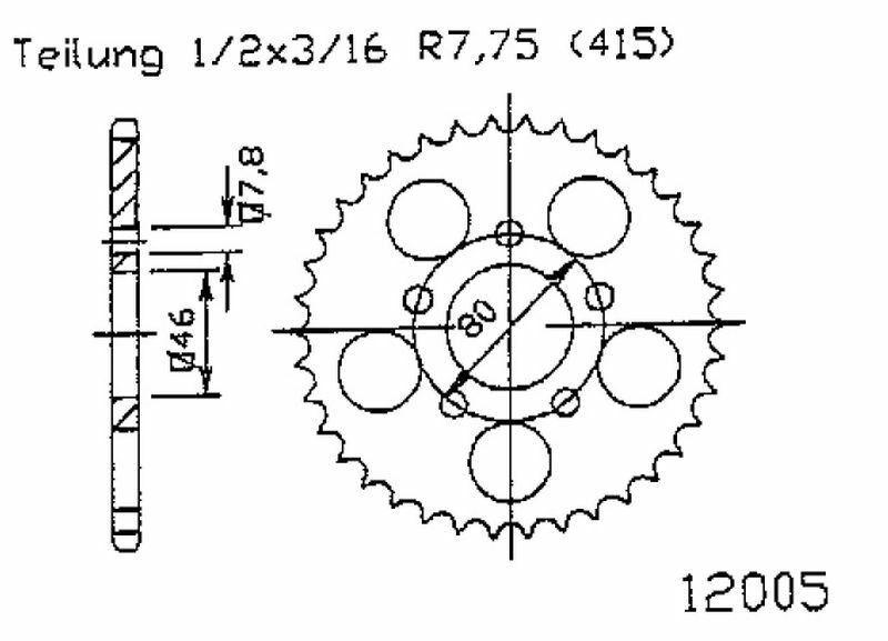 Stahl-Kettenrad 44Z-520 Aprilia Tuareg-Wind,