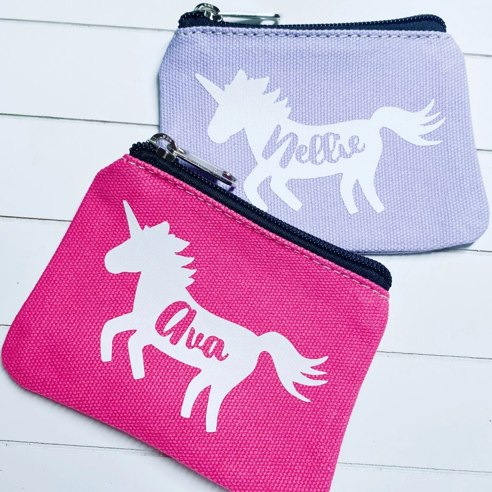 Personalised Kids Coin Purse Unicorn Girls Pocket Lunch Money Wallet Childrens - Image 3 of 4