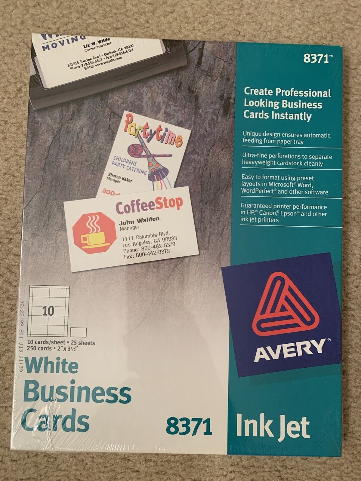 Avery Printable Business Cards, Inkjet Printers, 250 Cards, 2 x 3.5 (8371)