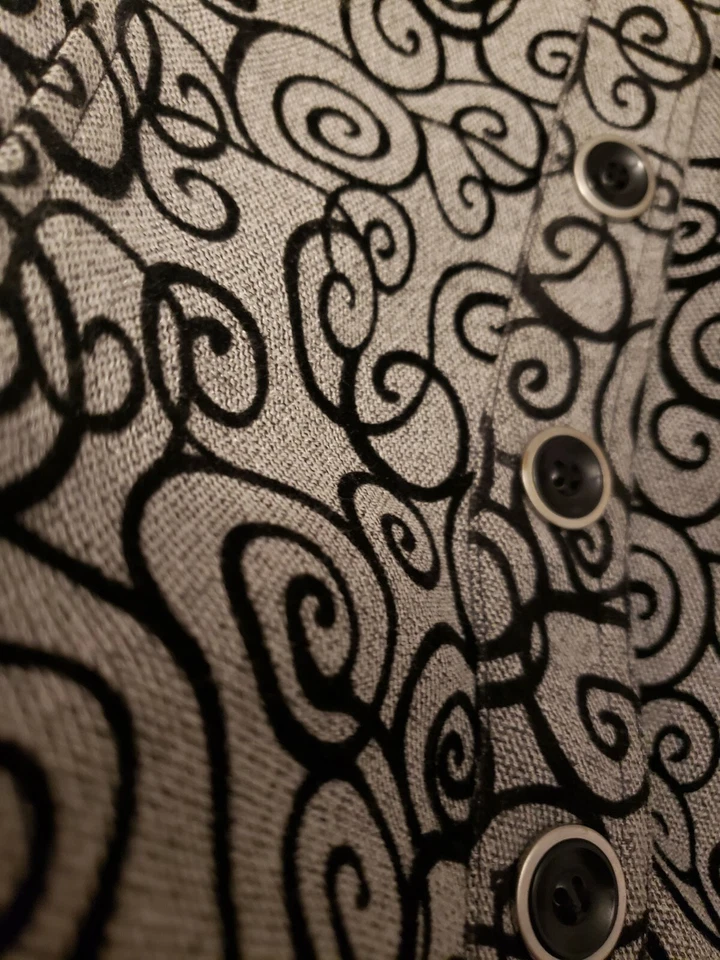 CJ Banks Women Blazer XL Jacket Button Black Velvet Swirls Tweed Collar Career - Image 4 of 4