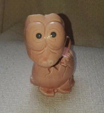 Vintage BABY DINOSAUR Hatching from Egg Vase/Figurine 6" pink ceramic 