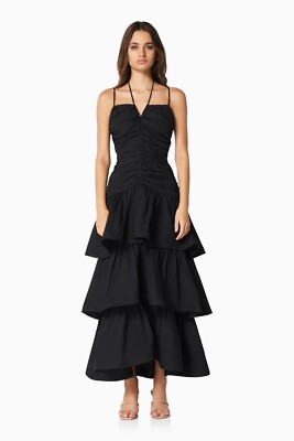 knee length dresses for ladies Aspen Long Dress in Apricot With Gunmetal Embellishment – Maison Safiyaa USA main image 0