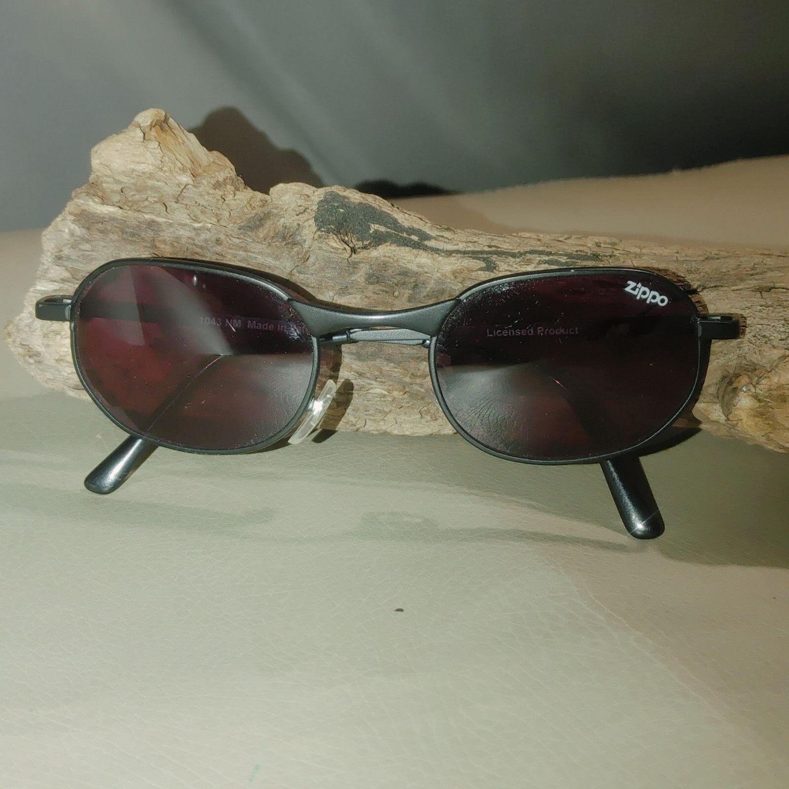 Zippo Licensed Italian Sunglasses Oval Black Frame Brown Lenses-image