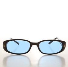 90s Mod Rectangular Sunglass Blue Lens - Landis