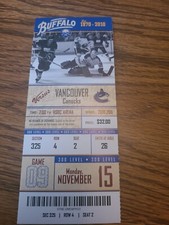 Buffalo Sabres Vancouver Canucks Ticket Stub Unused 11/15/2010 Dave Dryden