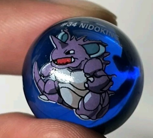 Vintage Rare 90s #34 Nidoking Official Collectible Toy Round Blue htf Marble - 第 1/3 張圖片
