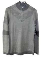Smartwool Womens Medium Intraknit Merino 250 Thermal Pattern 1/4 Zip Light Gray