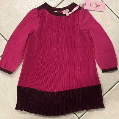 NWT Baker by Ted Baker Infant Girls Accordion  Fuchsia Plum Party Dress 18-24