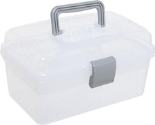 Clear Gray Multipurpose First Aid, Arts Craft Supply Case/ Removable Tray