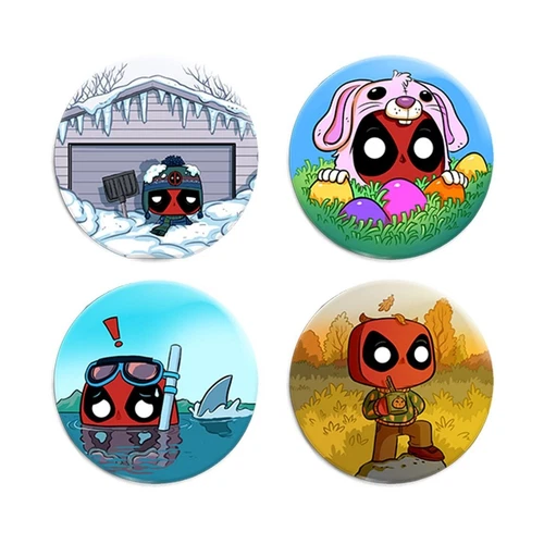 Funko Deadpool Seasons buttons small PINS SET B  Gamestop Exclusive
