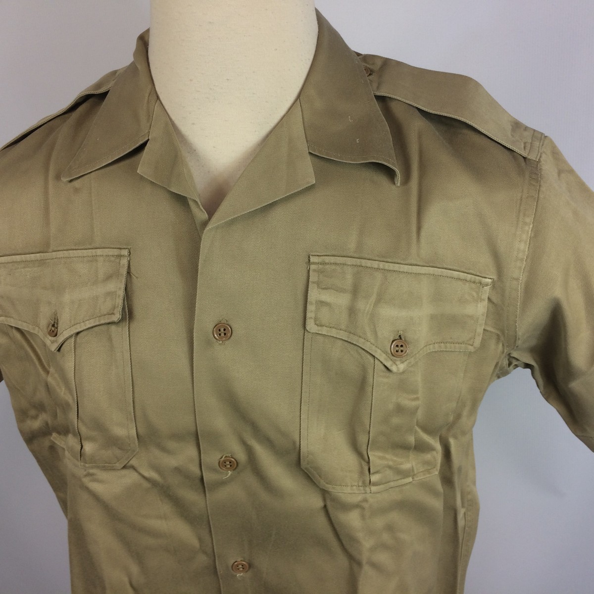 Vtg 40s 50s US Military Army USMC Stencil Khaki Shirt Korean