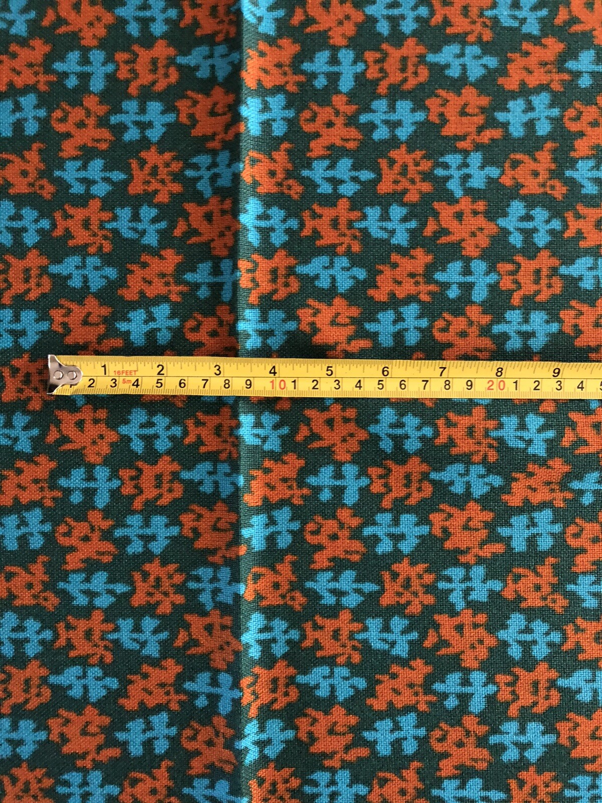 Charter Fabric Inc Vintage Orange Blue Dark Green Retro Pattern Heavy