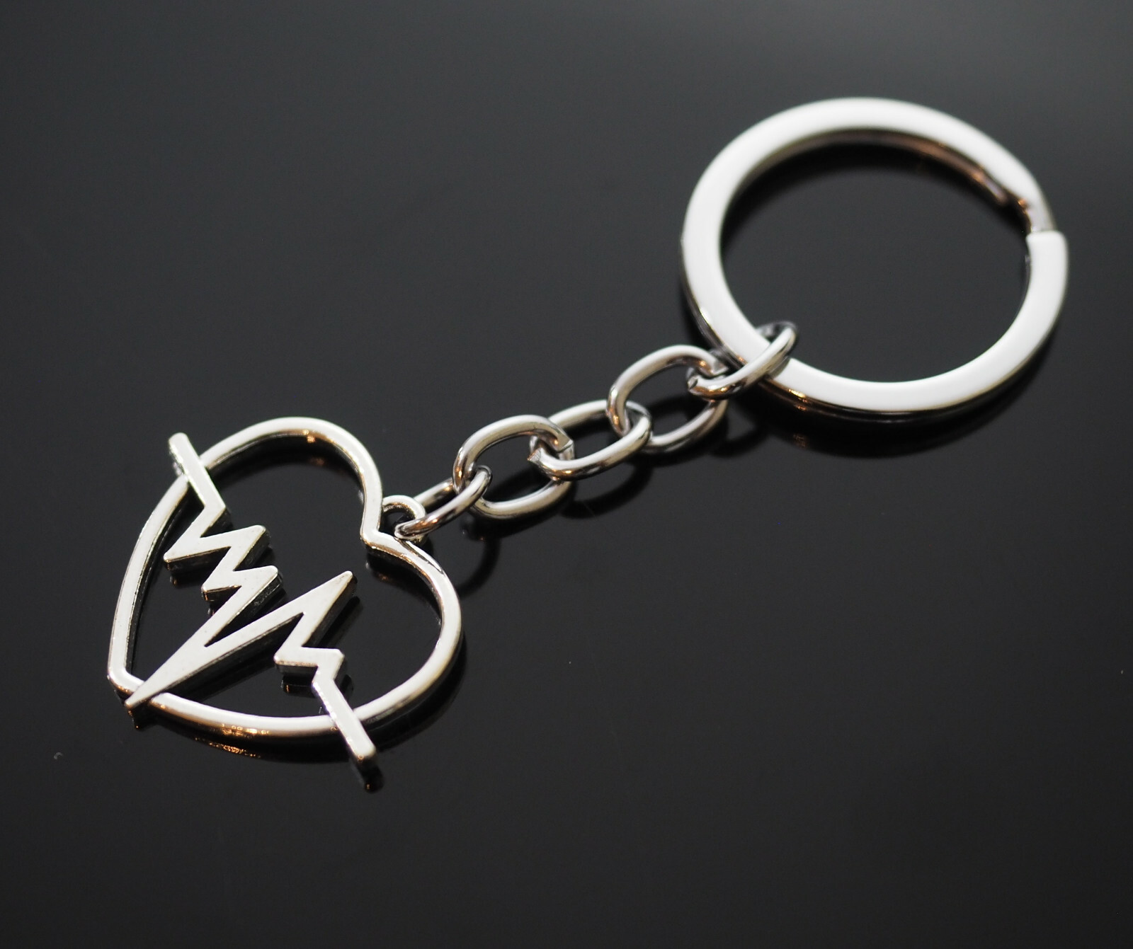 Heart Beat EKG ECG Silver Keychain Couples Lovers Keyring Valentine's ...