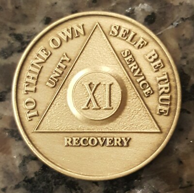 11 Year AA Medallion Alcoholics Anonymous Sobriety Chip XI Years