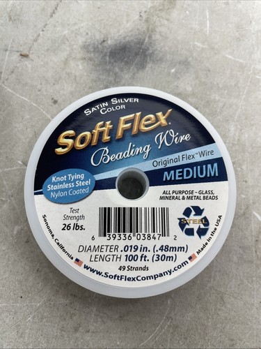 Soft Flex 49 Strand Beading Wire - Medium 0.19 Diameter - 100 Feet Satin Silver