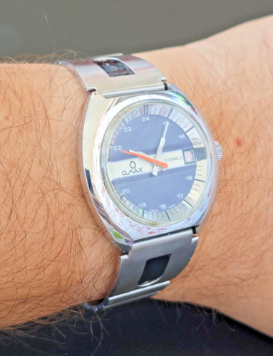 Vintage Mens Watch OMAX Day 17 Jewels Original Bracelet Swiss Made Vintage - Picture 16 of 19