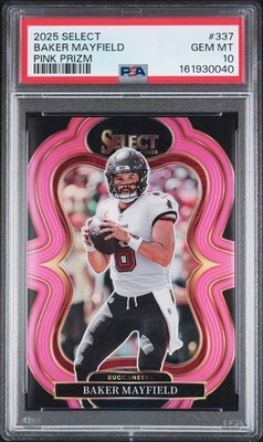 BAKER MAYFIELD 2025 PANINI SELECT SUITE LEVEL PINK PRIZM SP 4/4 PSA 10 GEM MINT