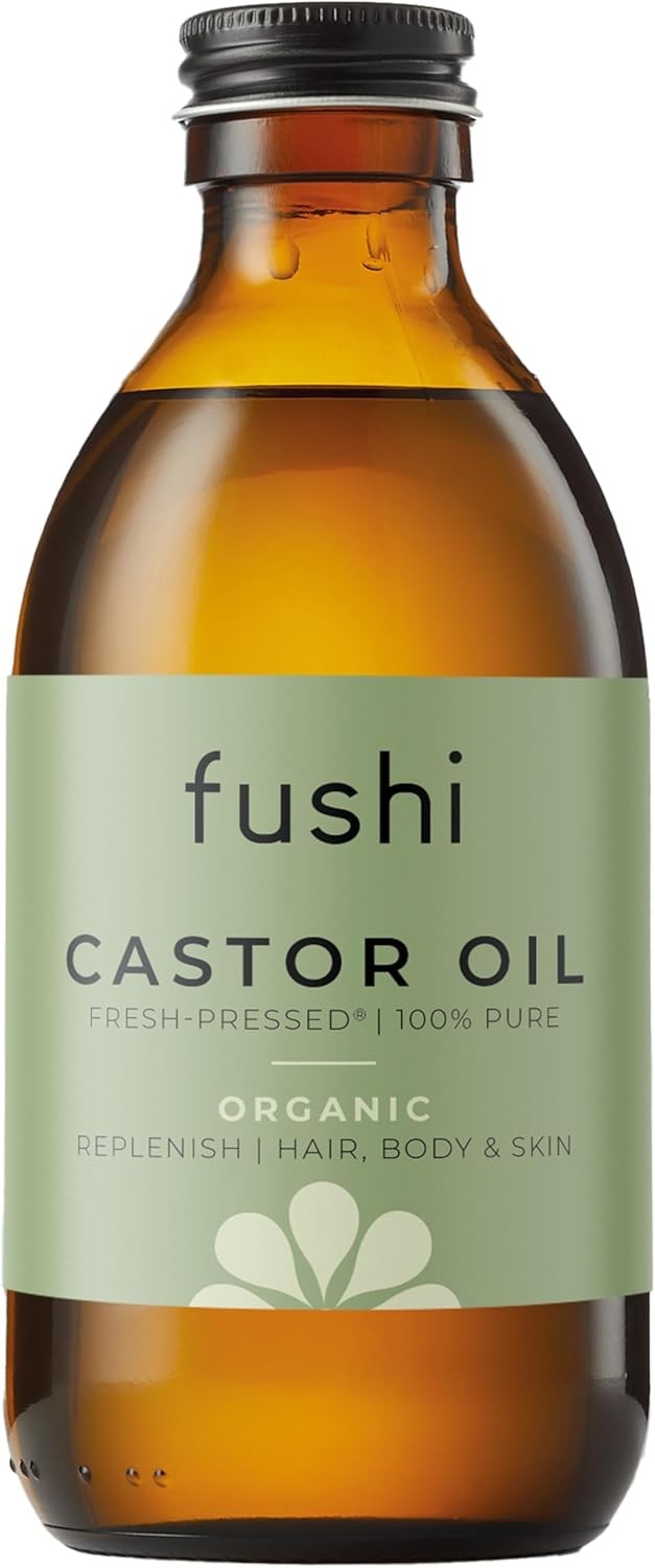 Fushi Organic Castor Oil 250ml Glass Bottle 100% Pure Cold & Fresh-Pressed For