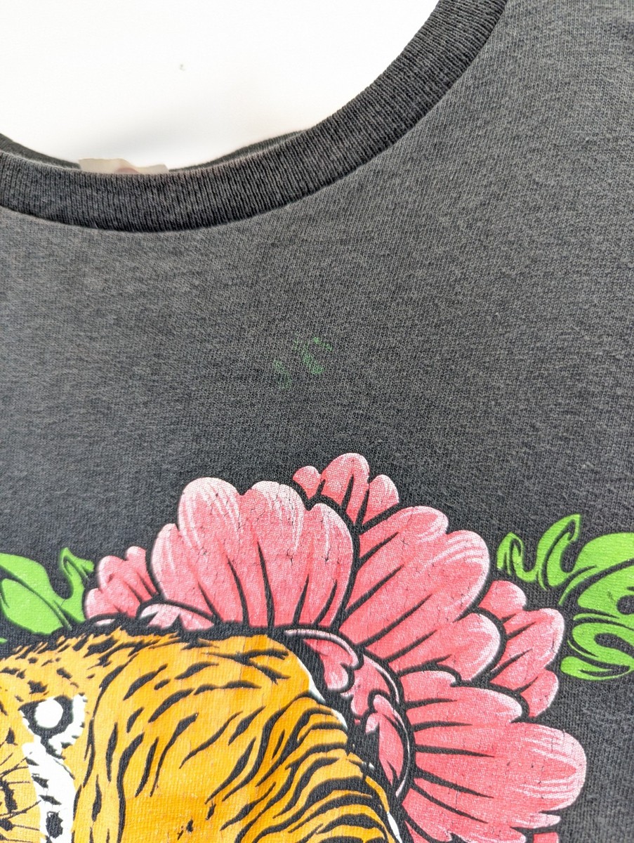 VTG Women's Size L Japanese Style Tiger Cherry Blossom Kanji