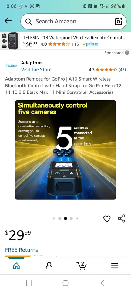 Adaptom Remote for GoPro | A10 Smart Wireless Bluetooth Control with Hand Strap - Image 4 of 4