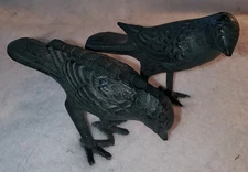 VTG Pair of Cast Iron Miniature Birds–Rustic Patina 4.5” Long Great Detail