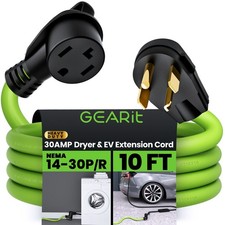 Dryer Extension Cord  EV Charging 4 Prong 10FT 30 Amp NEMA 14-30P to 14-30R