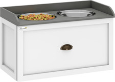 Ciotole per Cani Rialzate in Acciaio Inox, Portaciotole per Cani in Legno Con Ca