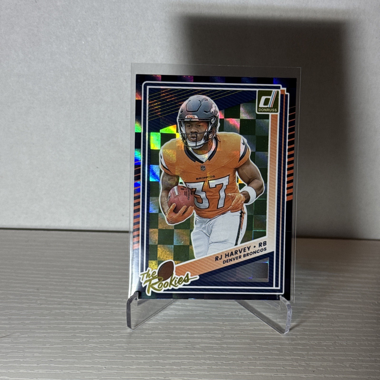 2025 Panini Donruss RJ Harvey The Rookies Rookie RC #32 Denver Broncos