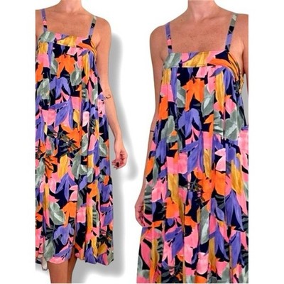 Abel the Label Tropical Floral Print Tiered Midi Dress