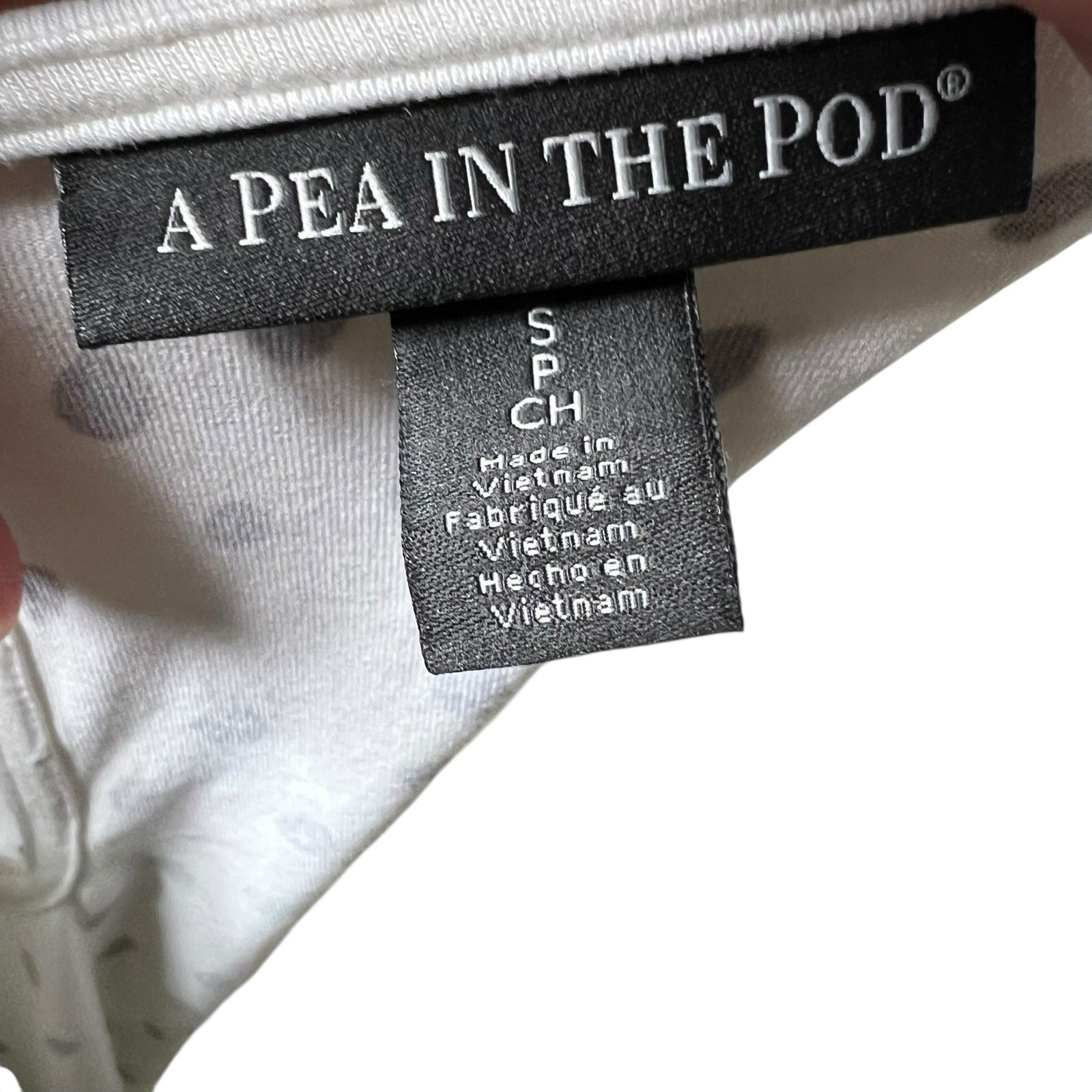 A Pea in the Pod White Black Polka Dot Maternity Top Side Ruched Blouse Size SP