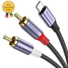 USB C to 2 RCA Audio Cable 6.6FT,2RCA to USB C Cord,Type-C to RCA Y RCA Splitt