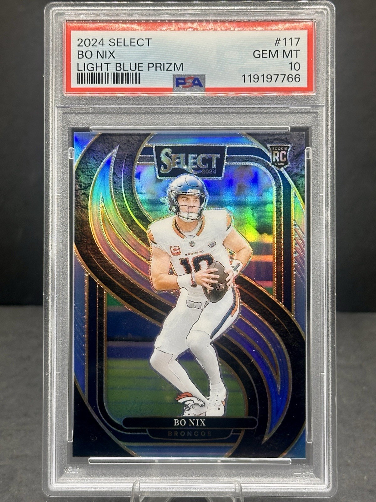 2024 Select Bo Nix #117 Light Blue Prizm 99/99 RC Broncos PSA 10 *Rookie*
