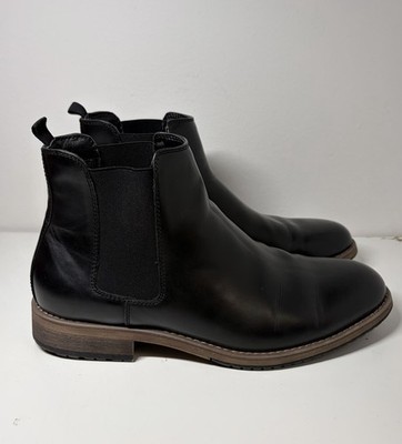 Y2K Perry Ellis Portfolio ''Chris'' Chelsea Boots Mens 10.5 Black Leather Casual