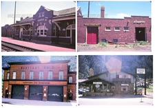 35 mm color slides lot of 4 * 1977 HARPER train depot, GEORGETOWN Motel Fire dep