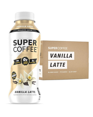 Super Coffee Vanilla Latte 12 x 12oz Bottles Protein Iced Coffee Keto No Sugar