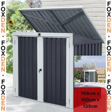 Outdoor Bin Storage Shed Garden 5 x 3 ft 2 Rubbish Bins Steel Locking Doors Lid