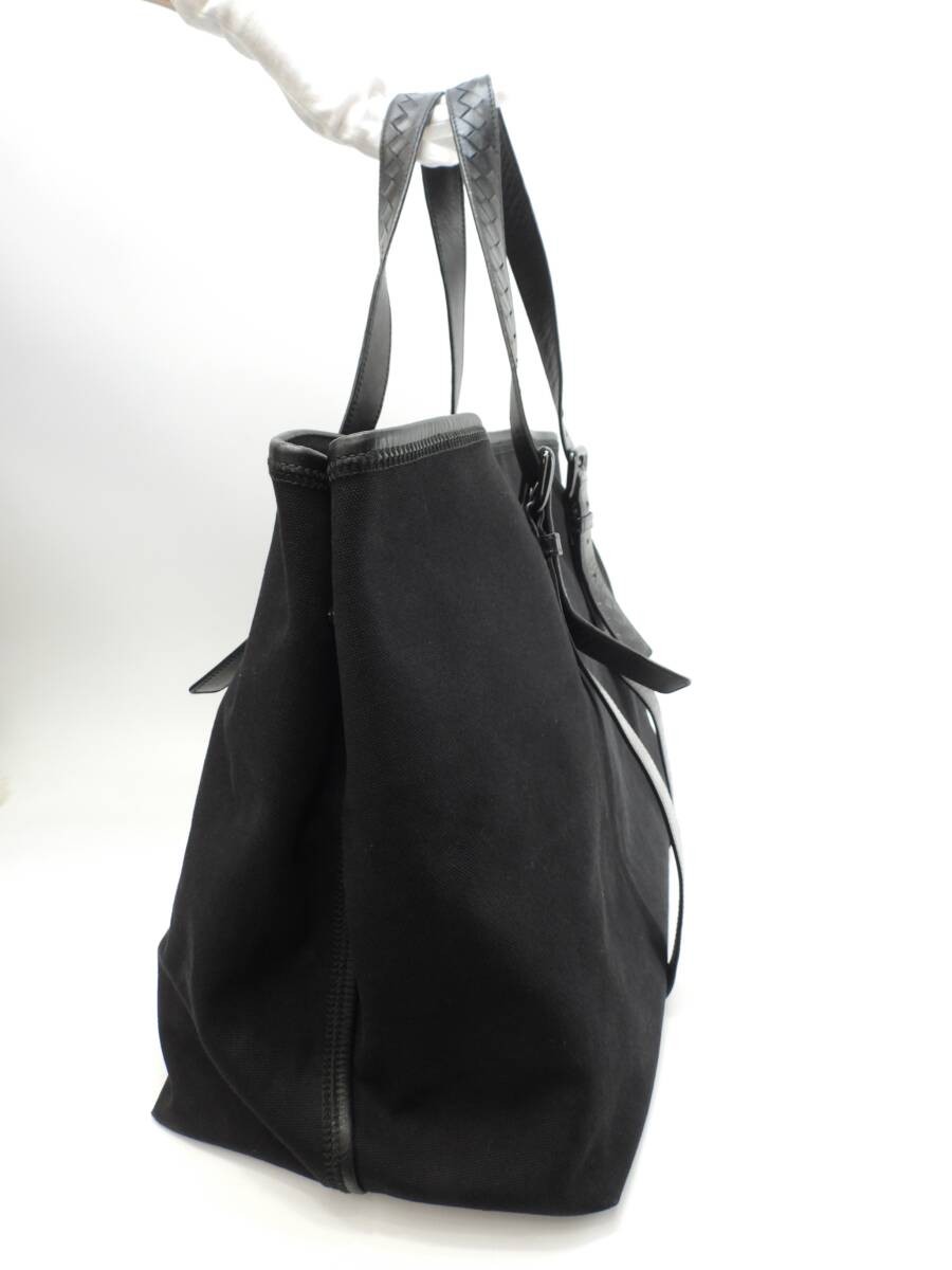 Bottega Veneta Large Intrecciato Tote Bag Black Leather & Cotton thumbnail 3