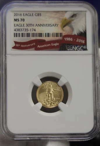 2016 US 1/10th Gold Eagle $5 NGC MS70 30th Anniversary