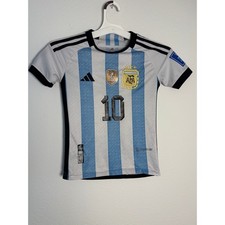 Adidas Argentina Messi 10 World Cup 2022 Home Jersey Kids Size 6 Blue White