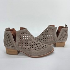 Jeffrey Campbell Taggart Booties Ankle Boots Taupe Grey Suede Cutout Cage sz 8.5